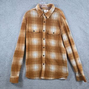 True Grit Stretch Flannel Shirt Adult Brown Plaid Button Up Size XL